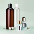 Großhandel angepasstes leeres Shampoo Haustierplastikflasche mit goldener schwarzer weißer Scheiben -Top -Kappe